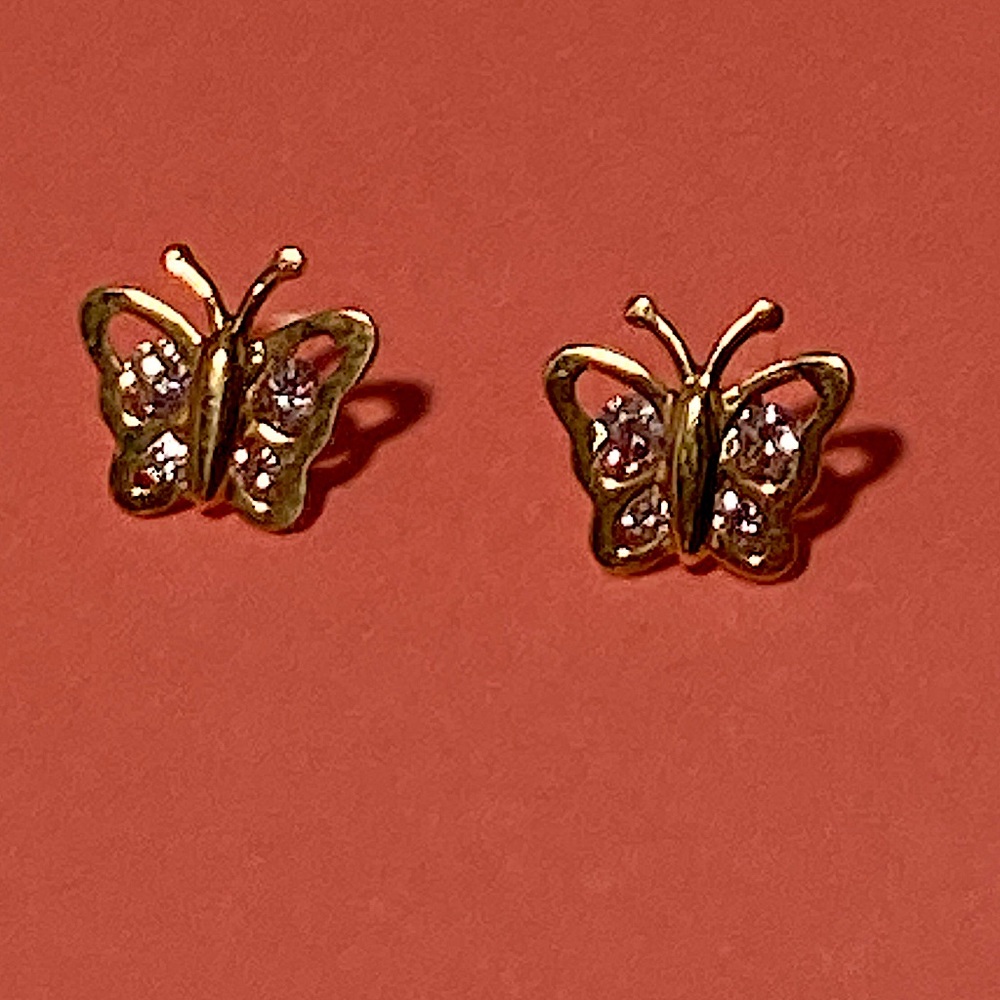 *NWT 10k GOLD & CZ butterfly earrings